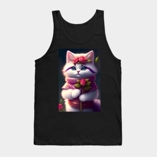 Adorable Cat Illustration- Modern Digital Art Tank Top